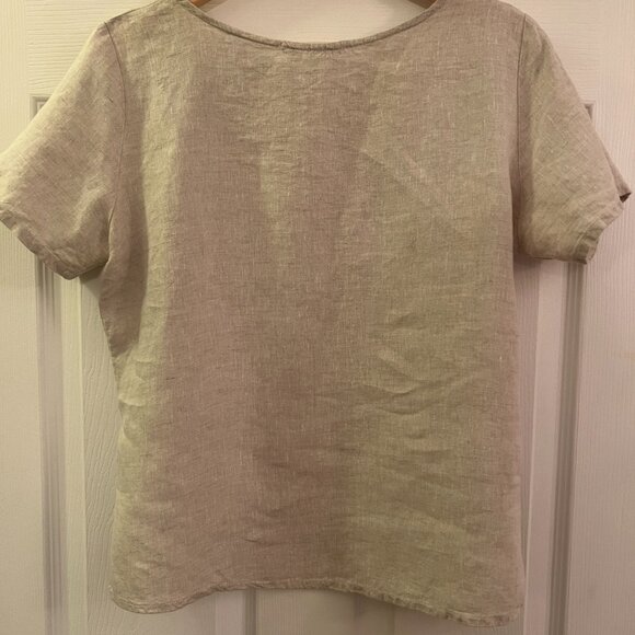 100% Linen T-Shirt in Beige (Size XS) - Picture 4 of 5